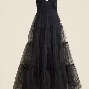 J. Crew Elegant Black Tulle holiday Dress